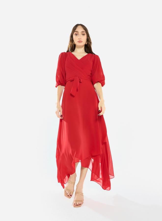 House of Moda Women Asymmetric Layered Chiffon Maxi Dress - Image 1